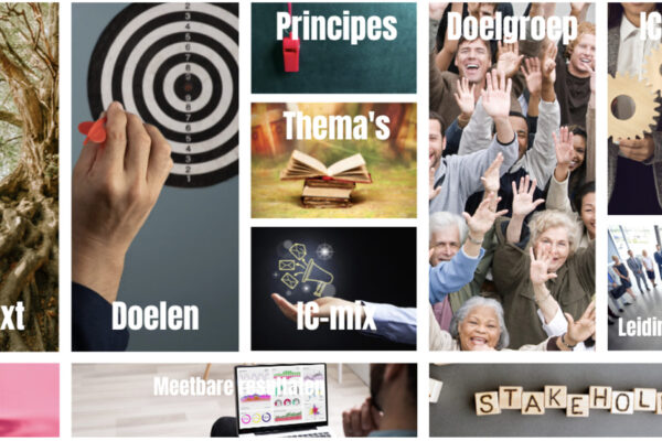 overzicht van het canvas in verschillende blokken