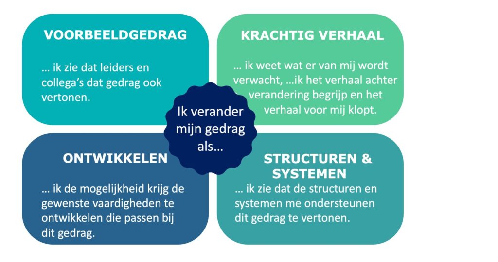 een schema met vier blokken: influencemodel McKinsey