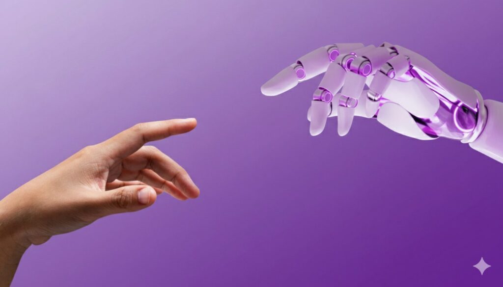 gewone hand en robothand