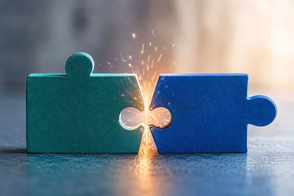twee puzzelstukken die schuren