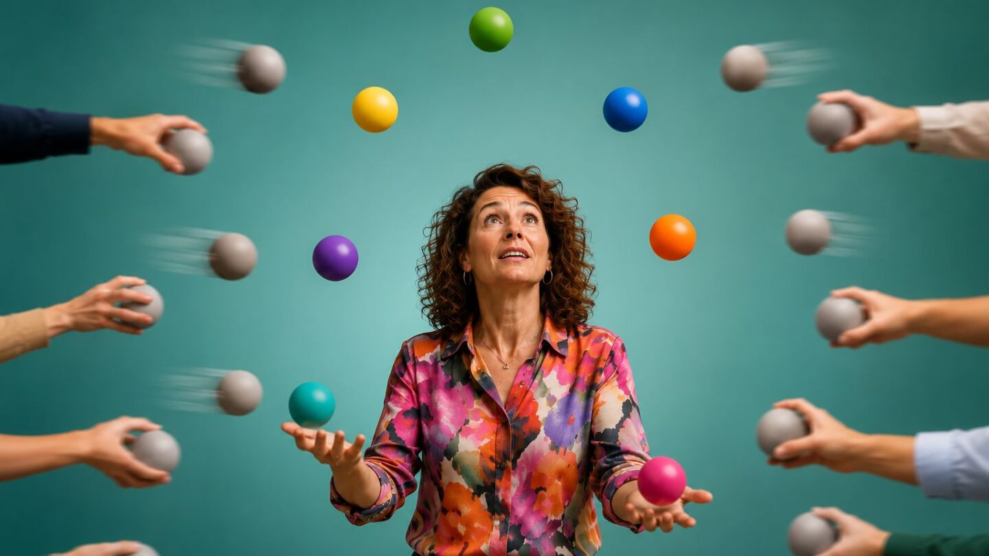vrouw is aan het jongleren