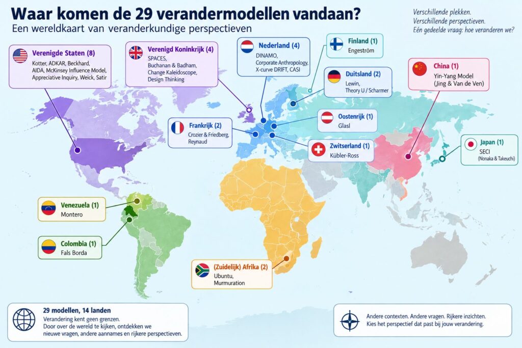 29 verandermodellen op de kaart van de wereld