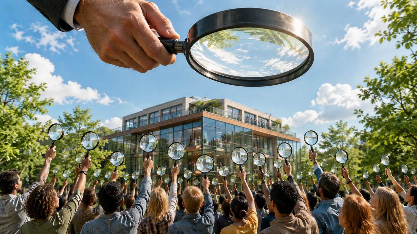 mensen die allemaal met een vergrootglas onderzoeken