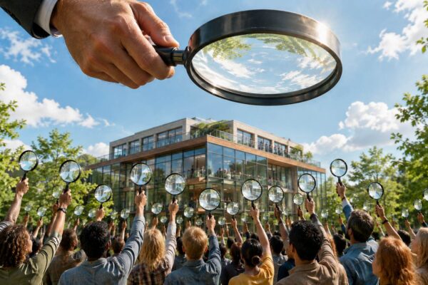 mensen die allemaal met een vergrootglas onderzoeken